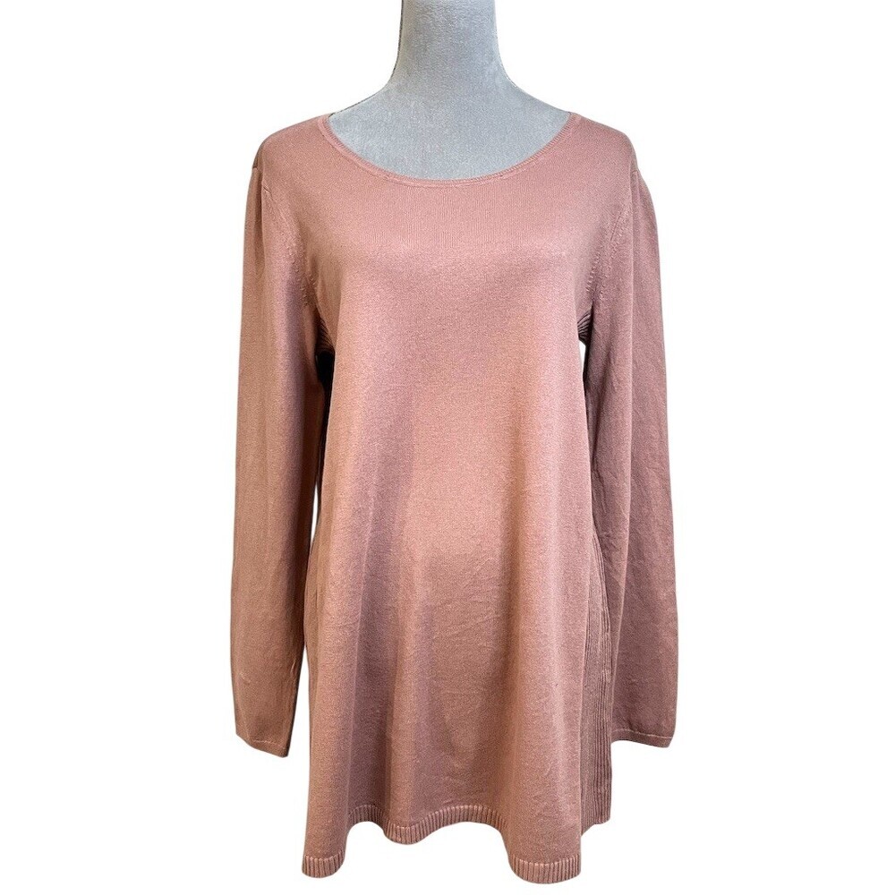J. Jill Sweater Womens M Pink Knit Tunic Sweater Long Sleeve Workwear Career